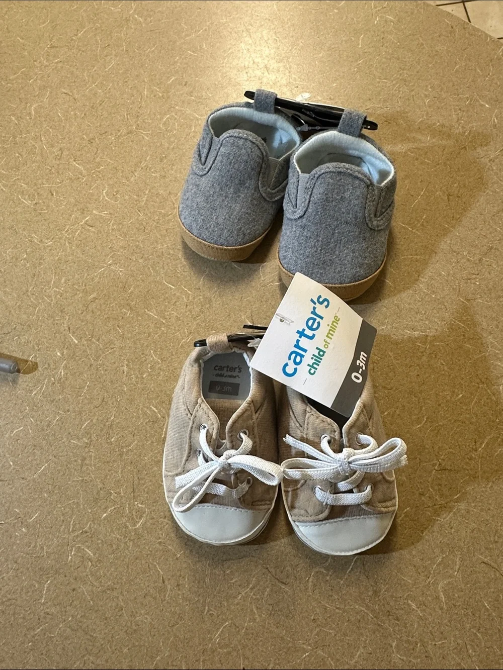 Carter's Gray and Tan Baby Walker Shoes Set